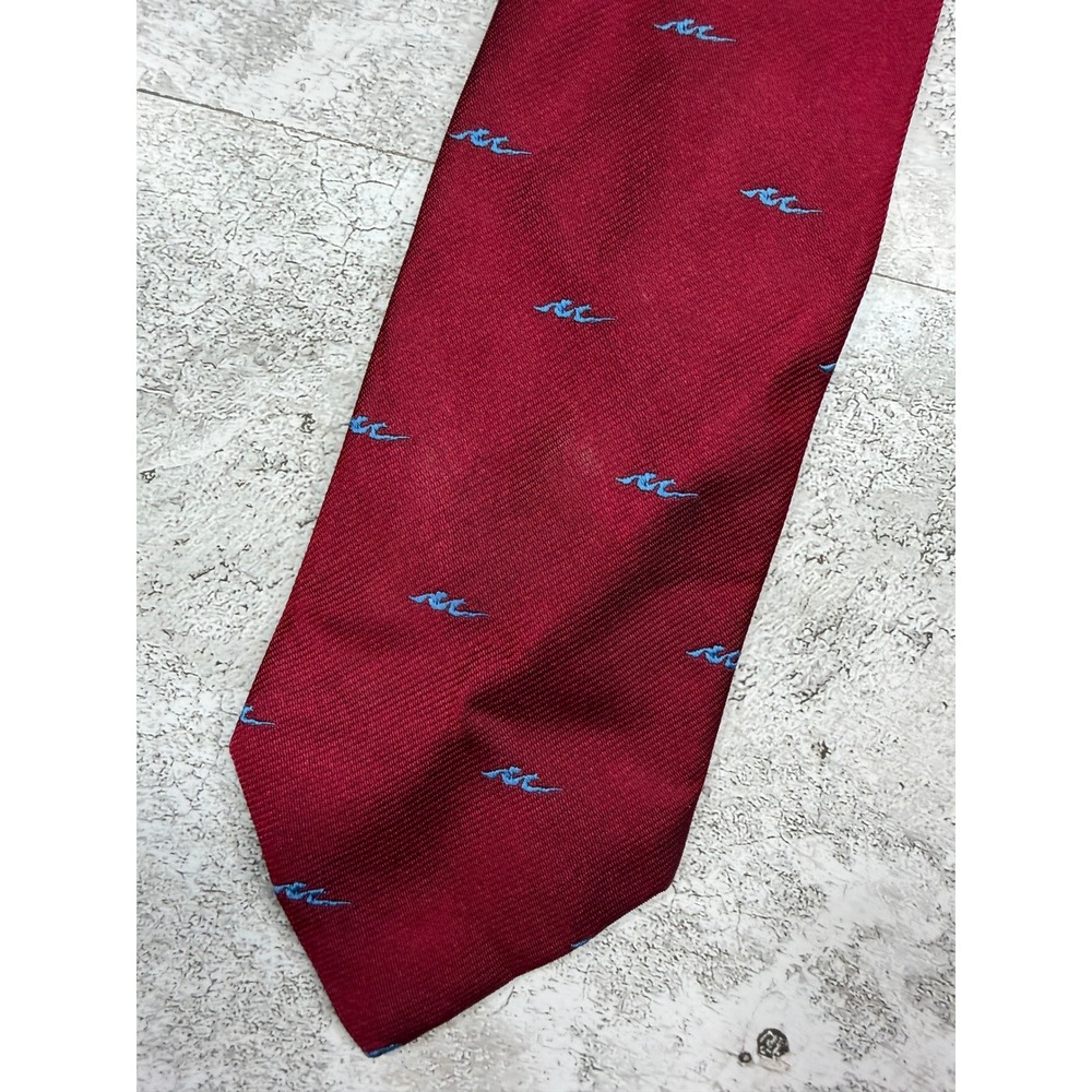 Givenchy Monsieur Necktie Mens OS Burgundy Wave Pattern Silk